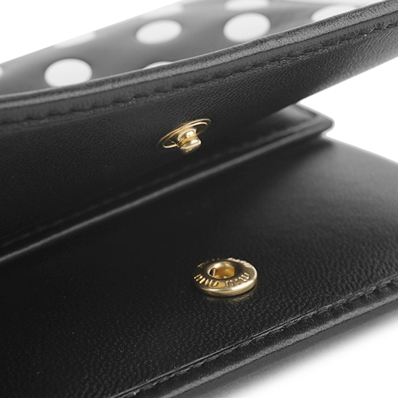 Miu Miu Bifold Wallet Dot Studs Black White - Picture 8 of 9